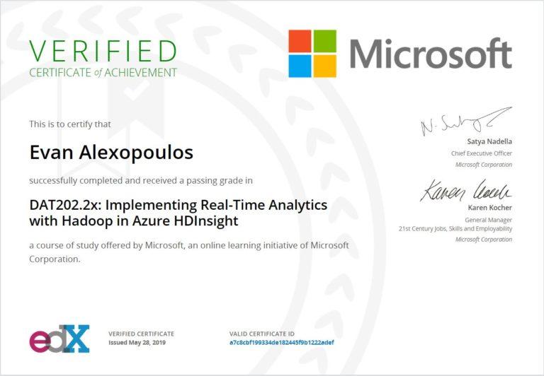 Realtime Big Data Analytics certificate! - datahow
