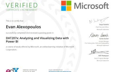 Completed the “DAT207x: Analyzing and Visualizing Data with Power BI” course and passed the exam!